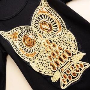 Sequined Flag Round Neck Short Sleeve T Shirt main image 1