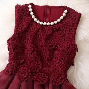 Wine Red Lace Dress