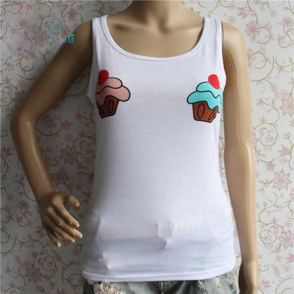 Women's T Shirt Vest Ice Cream..