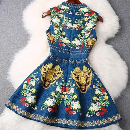 Elegant Jacquard Sleeveless Dress Ax20303ax