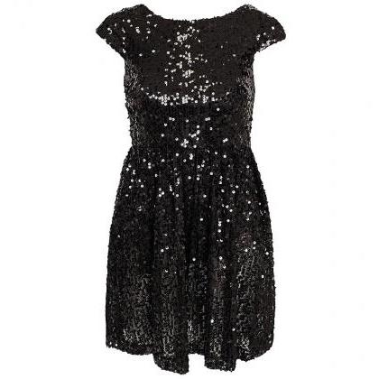Round Neck Short-sleeved Sequined Dress Ax32012ax