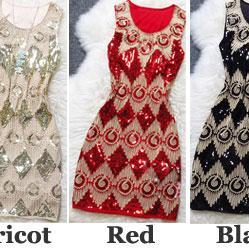 Slim Sequined Vest Embroidered Dress Ax42111ax