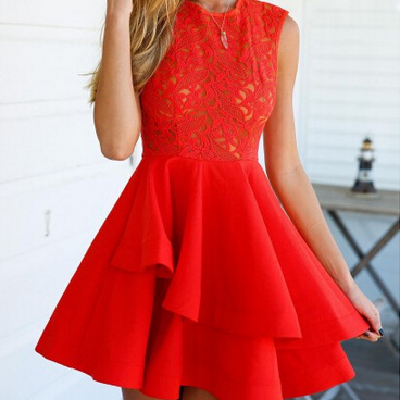Slim Stitching Lace Sleeveless Dress Ax51302ax