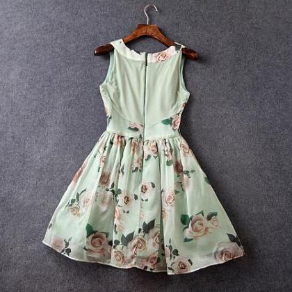 Floral Printed Sleeveless Fit And Flare Dress