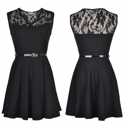 Fashion Black V-neck Sleeveless Dress Ax72601ax