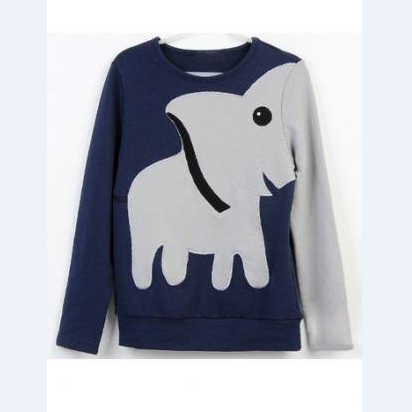 Elephant Pattern Long-sleeved Pullover Sweater