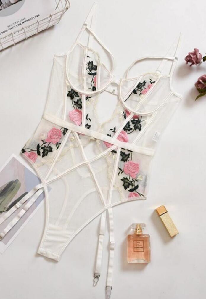 Sexy Embroidery Lace Jumpsuit Lingerie