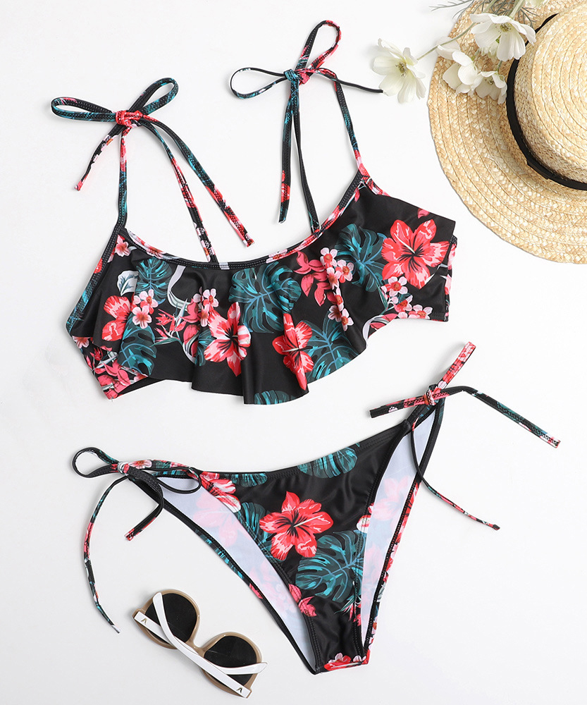 Floral Print Sling Swimsuit Bikini Set