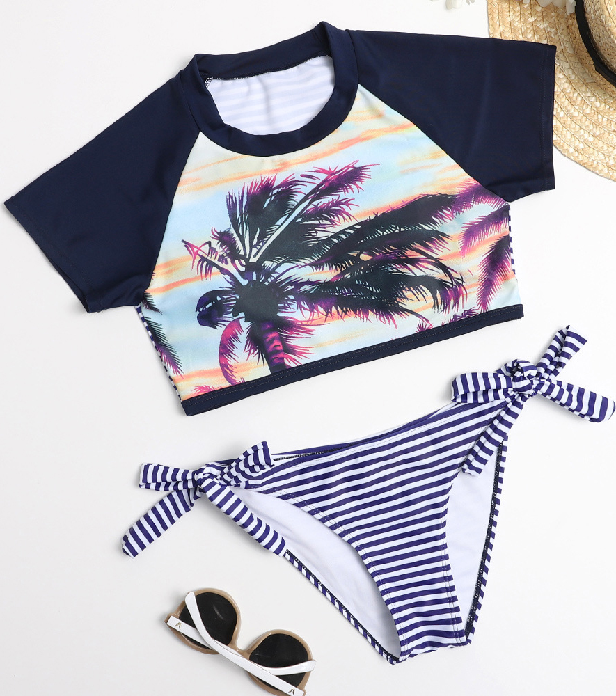 Fashion Stripe Print Swimsuit Bikini Set