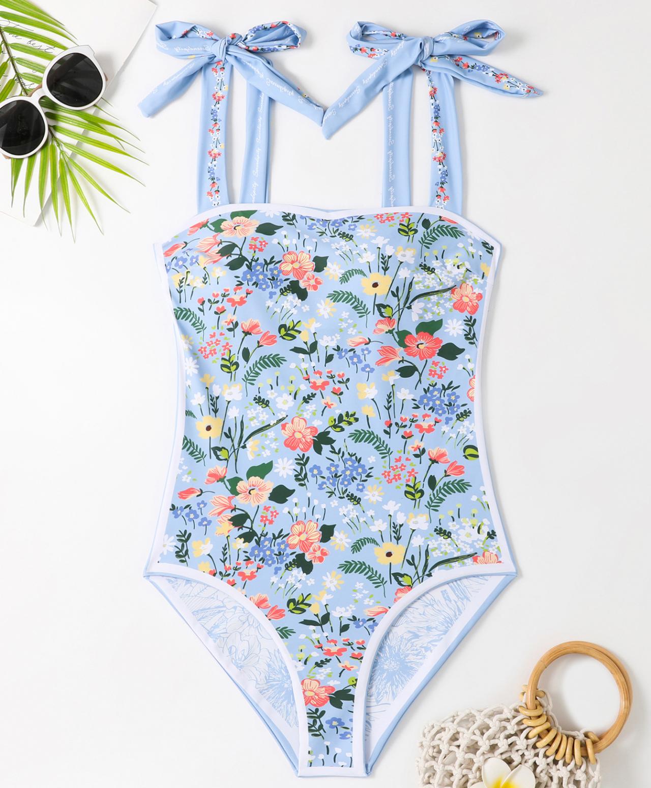 Floral Print Retro One-piece Swimsuits Swimsuit
