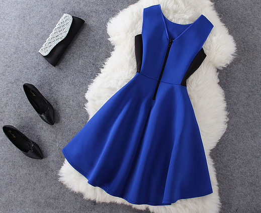  Blue stitching sleeveless dress AX082805ax 
