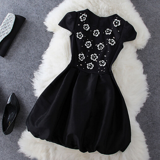 Fashion Embroidered Black Dress Ax092103ax
