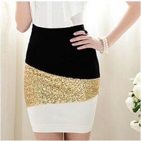 Black And White Mosaic Gold Sequined Skirt AX092803ax