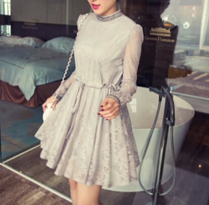Slim Long-sleeved Lace Dress Ax12610ax