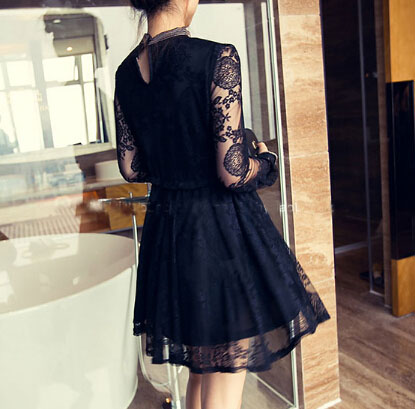 Slim Long-sleeved Lace Dress Ax12610ax on Luulla