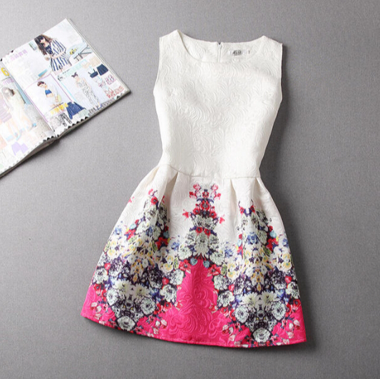 Slim Vintage Jacquard Printed Sleeveless Dress