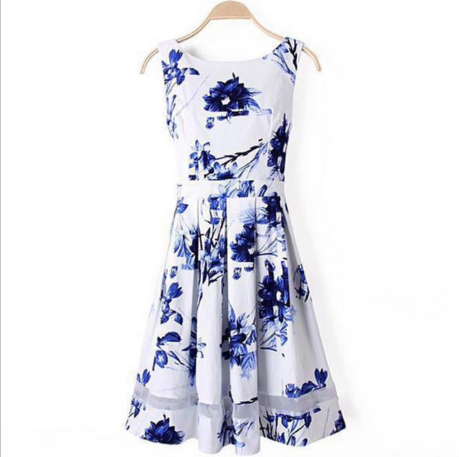 Blue and White Floral Dress AX5402ax