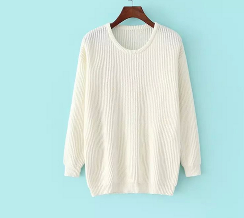 Loose Round Neck Long-sleeved Knit Sweater