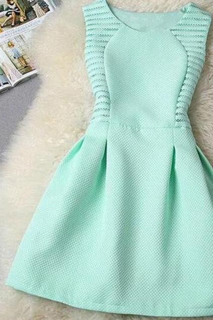 Fashion Round Neck Solid Color Dress