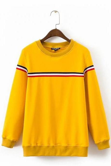 Fashion Striped Round Neck Long Sleeve Sweater Top