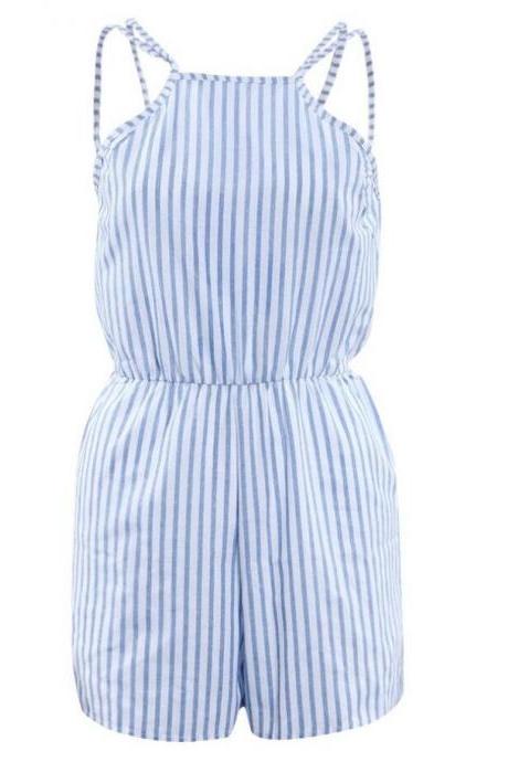 Fashion Sleeveless Striped Rompers Jumpsuit