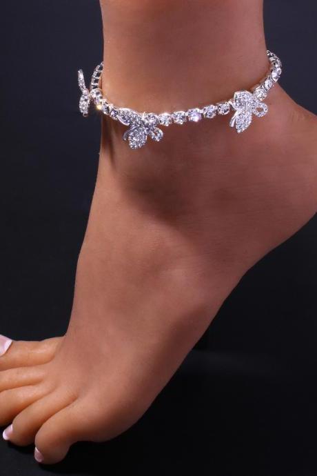 Women Jewelry Gift Butterfly Crystal Charm Anklet