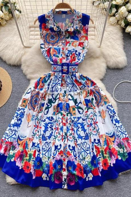 Floral Print Sleeveless Mini Dress
