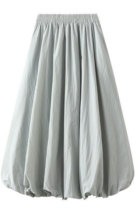 High Rise Plain Midi A-line Skirt