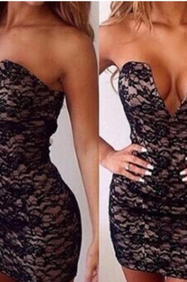 Sexy Black Lace Stitching Dress