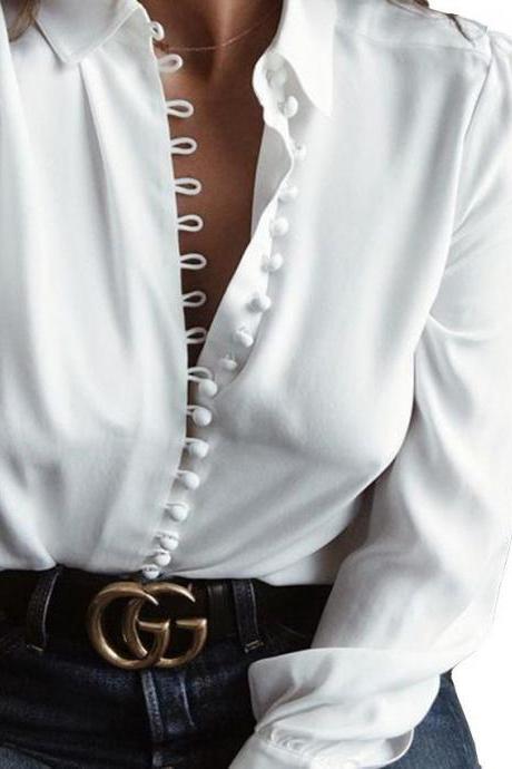 Fashion Long-sleeved White Shirt