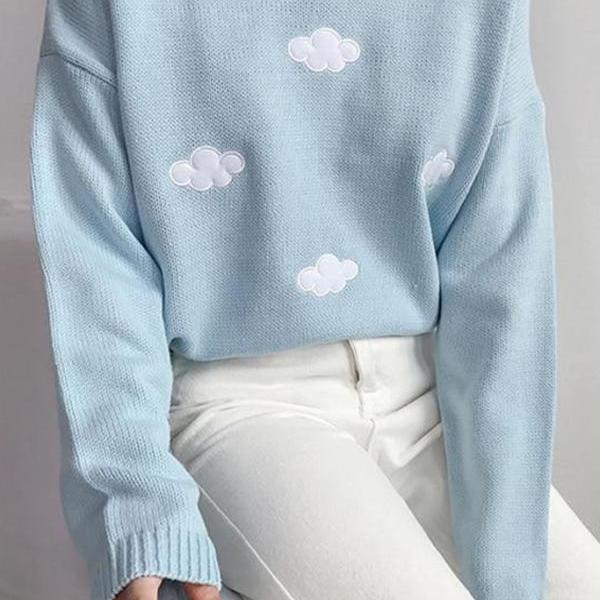 Loose Round Neck Pullover Long Sleeved Sweater