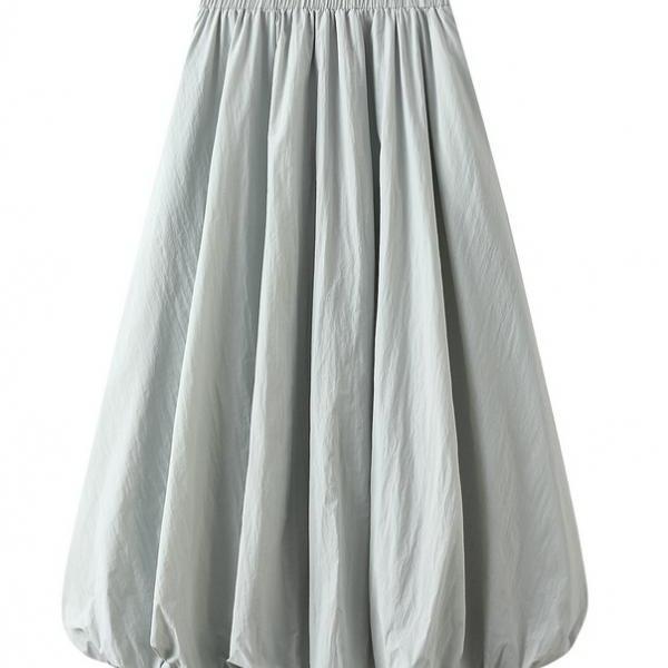 High Rise Plain Midi A-Line Skirt